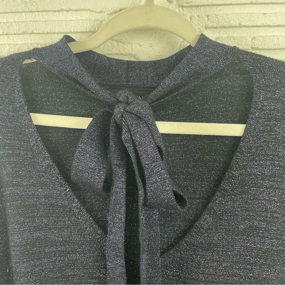 Lane Bryant Midi Sweater Dress Purple Metallic Shimmer Tie V-Neck 18/20 - Picture 4 of 16